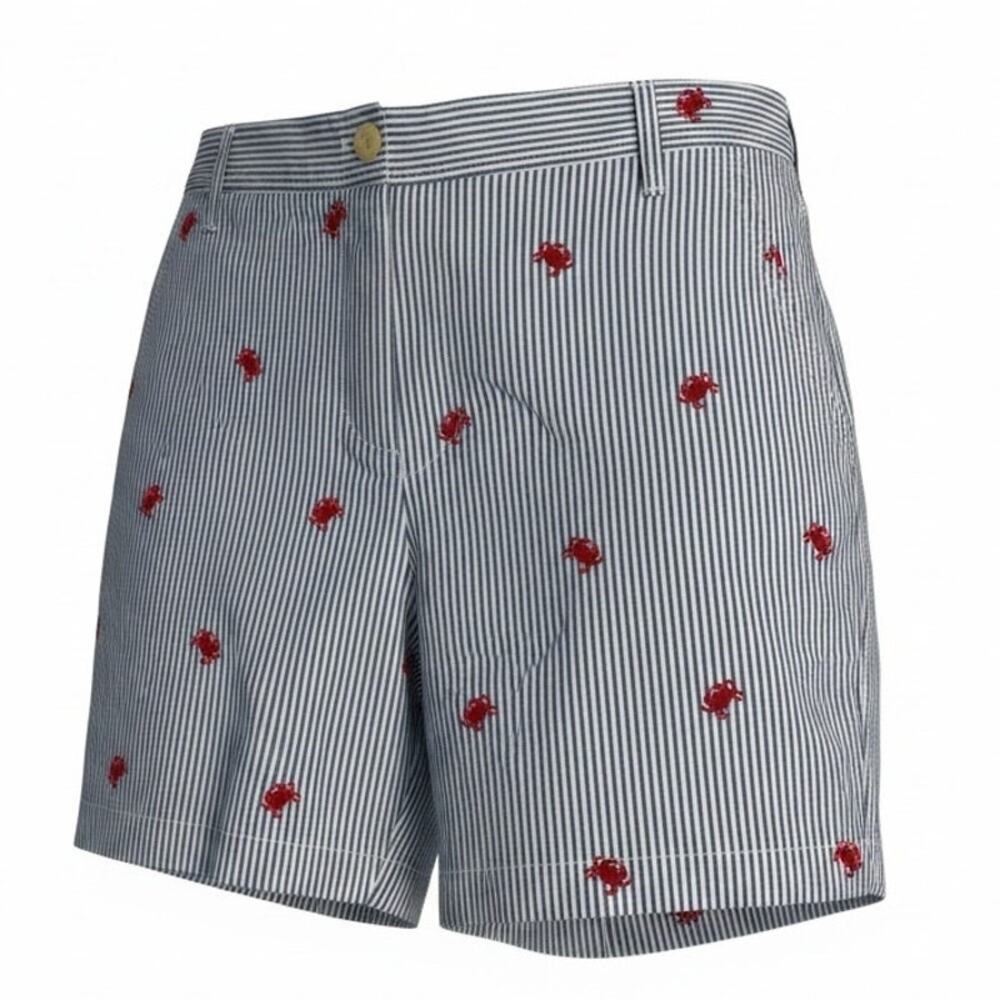 Talbots Girlfriend Chino Shorts Womens 6 NWT Blue White Stripe Crabs